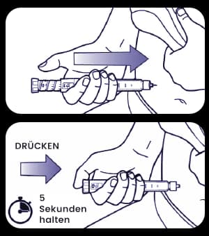 Nadel einführen und Dosis verabreichen